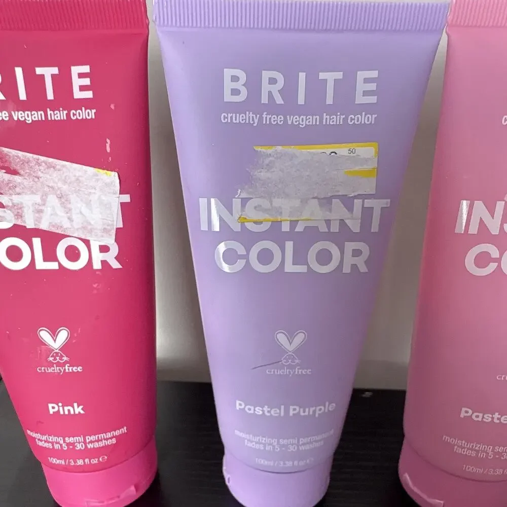 BRITE Cruelty-Free Vegan Hair Dye Wholesale Bulk Lot 3 Pink/Pastel Purple